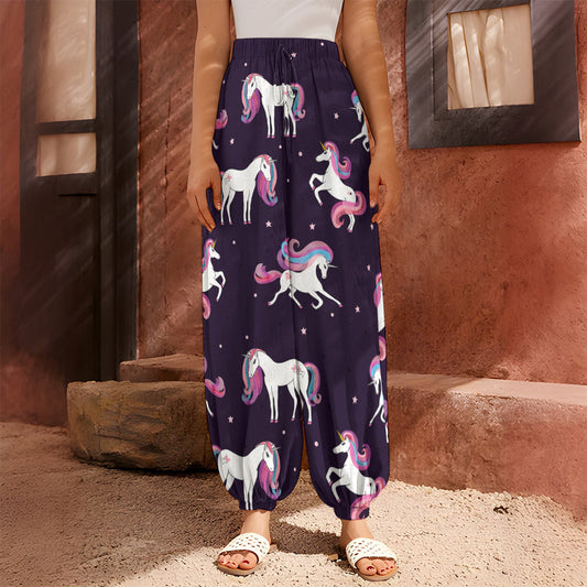 Night Girly Unicorn Pattern Print Harem Pants