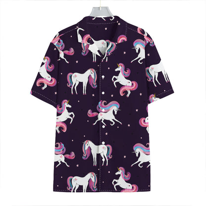 Night Girly Unicorn Pattern Print Hawaiian Shirt