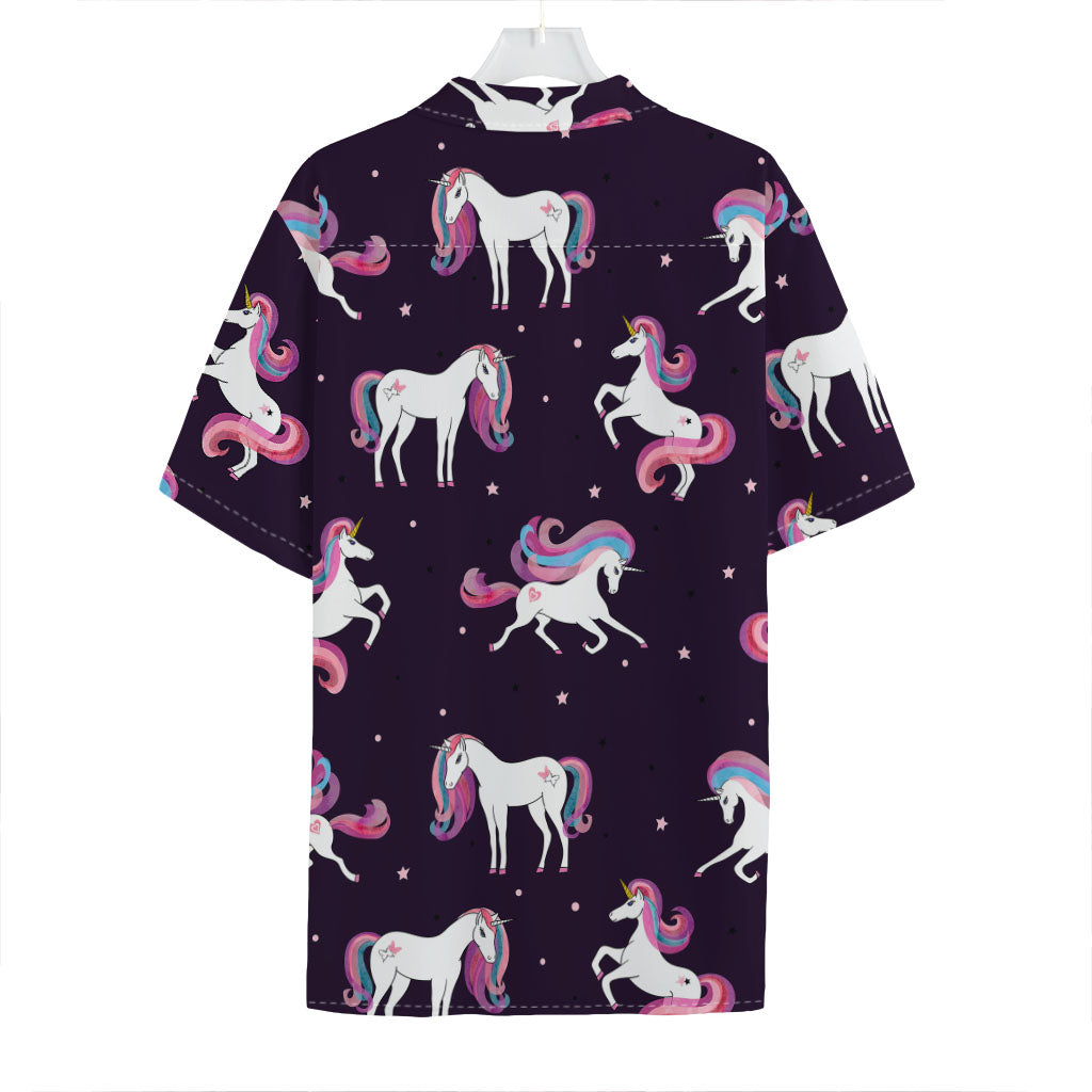 Night Girly Unicorn Pattern Print Hawaiian Shirt