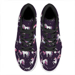Night Girly Unicorn Pattern Print High Top Leather Sneakers