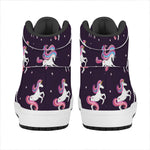 Night Girly Unicorn Pattern Print High Top Leather Sneakers