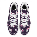 Night Girly Unicorn Pattern Print High Top Leather Sneakers