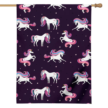 Night Girly Unicorn Pattern Print House Flag