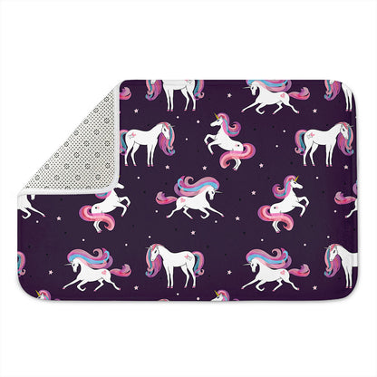 Night Girly Unicorn Pattern Print Indoor Door Mat