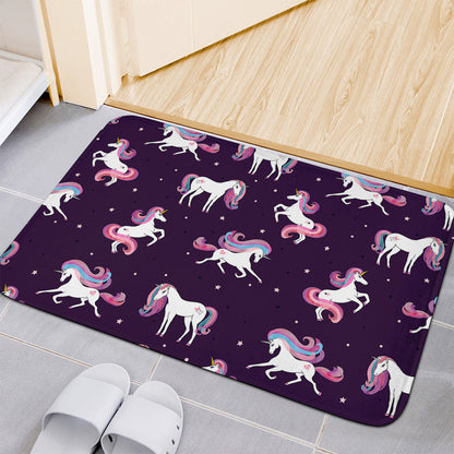 Night Girly Unicorn Pattern Print Indoor Door Mat