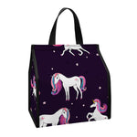 Night Girly Unicorn Pattern Print Insulated Lunch Tote