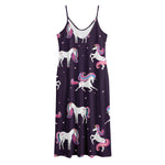 Night Girly Unicorn Pattern Print Jersey Midi Cami Dress