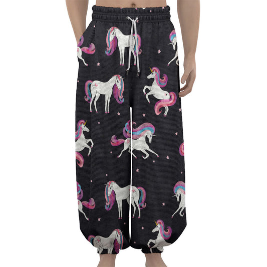 Night Girly Unicorn Pattern Print Lantern Pants