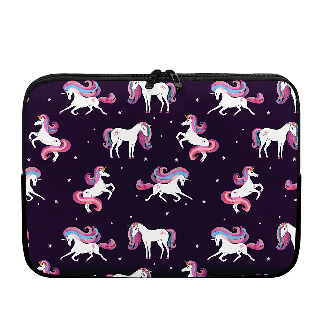 Night Girly Unicorn Pattern Print Laptop Sleeve