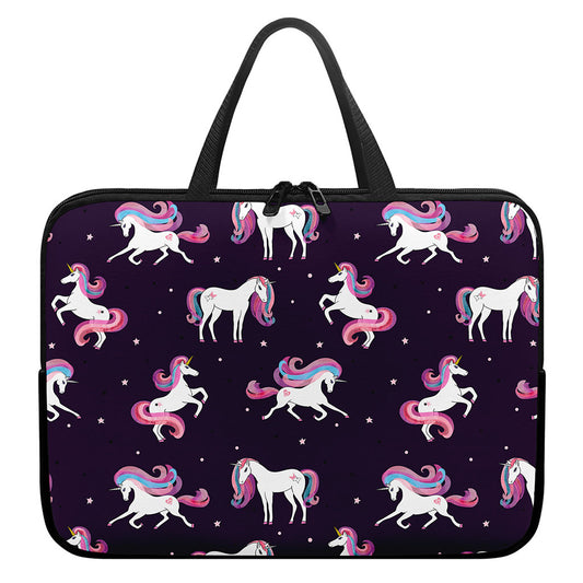 Night Girly Unicorn Pattern Print Laptop Sleeve With Handle