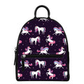 Night Girly Unicorn Pattern Print Leather Backpack