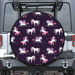 Night Girly Unicorn Pattern Print Leather Spare Tire Cover