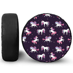 Night Girly Unicorn Pattern Print Leather Spare Tire Cover