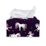 Night Girly Unicorn Pattern Print Leather Tissue Box Cover