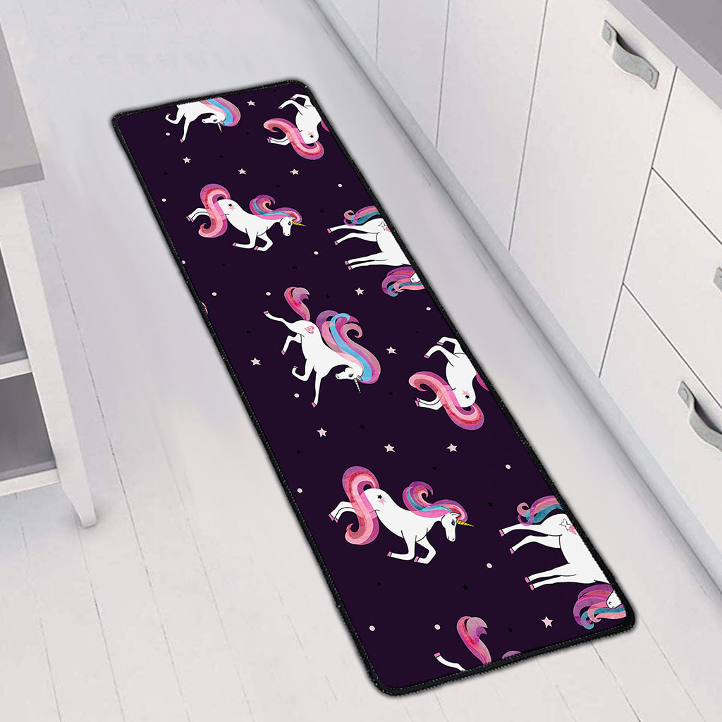 Night Girly Unicorn Pattern Print Long Kitchen Mat