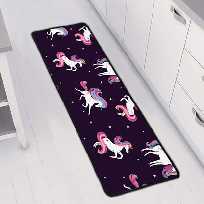 Night Girly Unicorn Pattern Print Long Kitchen Mat