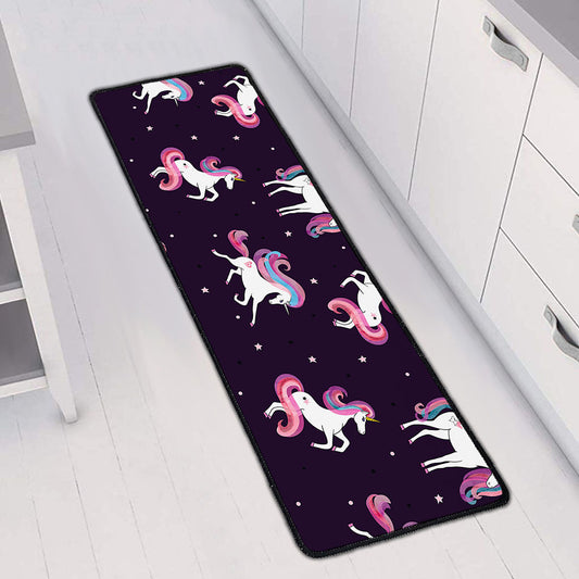 Night Girly Unicorn Pattern Print Long Kitchen Mat