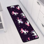Night Girly Unicorn Pattern Print Long Kitchen Mat