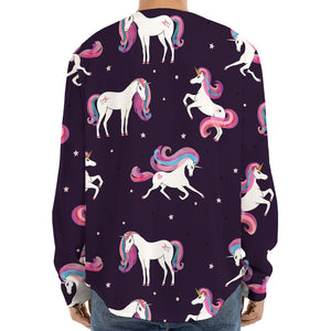 Night Girly Unicorn Pattern Print Long Sleeve Baseball Jersey