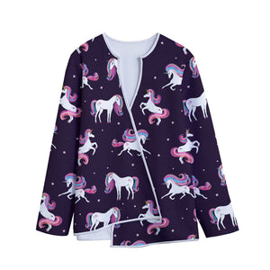 Night Girly Unicorn Pattern Print Long Sleeve Short Coat