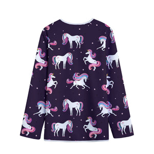 Night Girly Unicorn Pattern Print Long Sleeve Short Coat