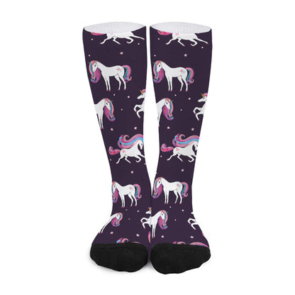 Night Girly Unicorn Pattern Print Long Socks
