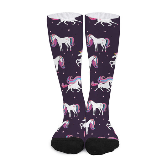 Night Girly Unicorn Pattern Print Long Socks