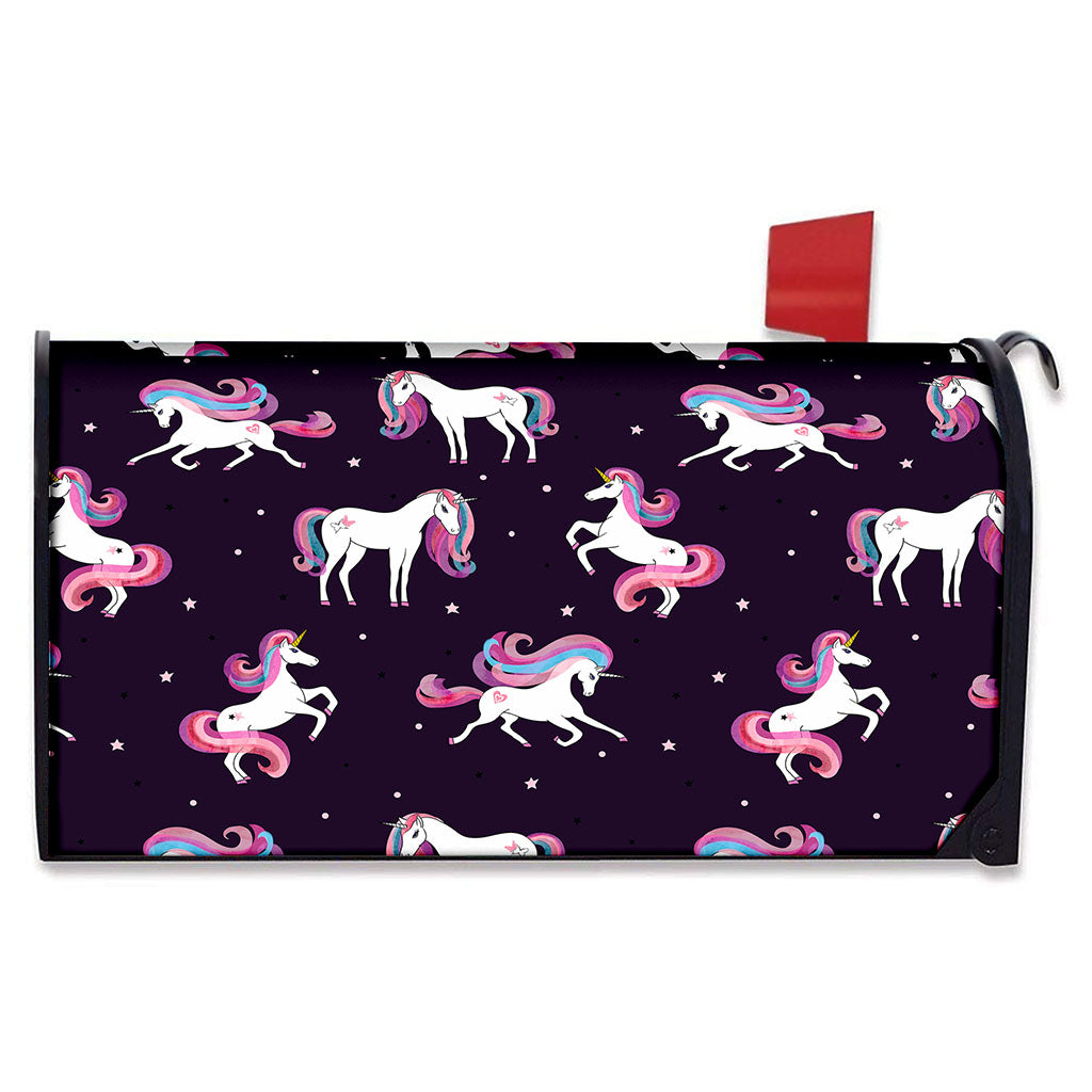 Night Girly Unicorn Pattern Print Mailbox Cover