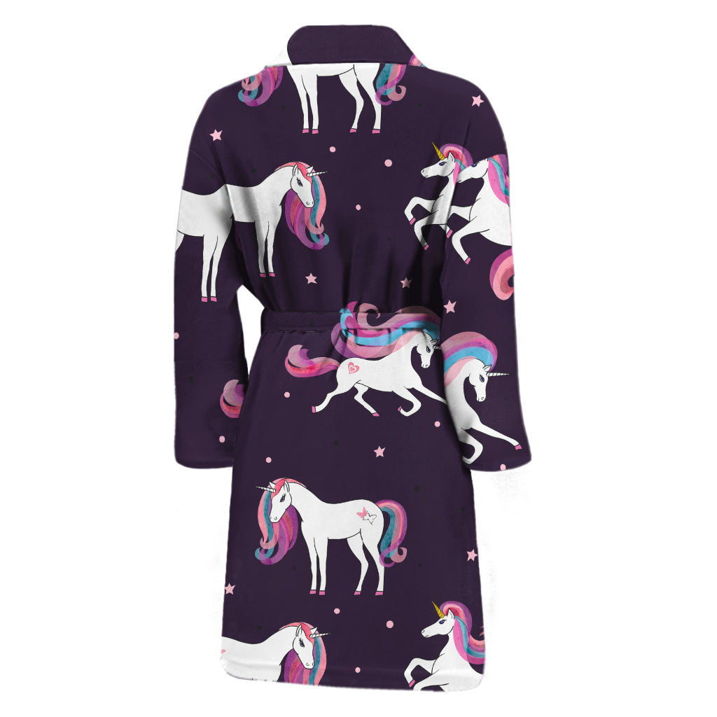Night Girly Unicorn Pattern Print Men's Bathrobe