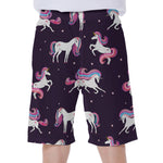 Night Girly Unicorn Pattern Print Men's Beach Shorts