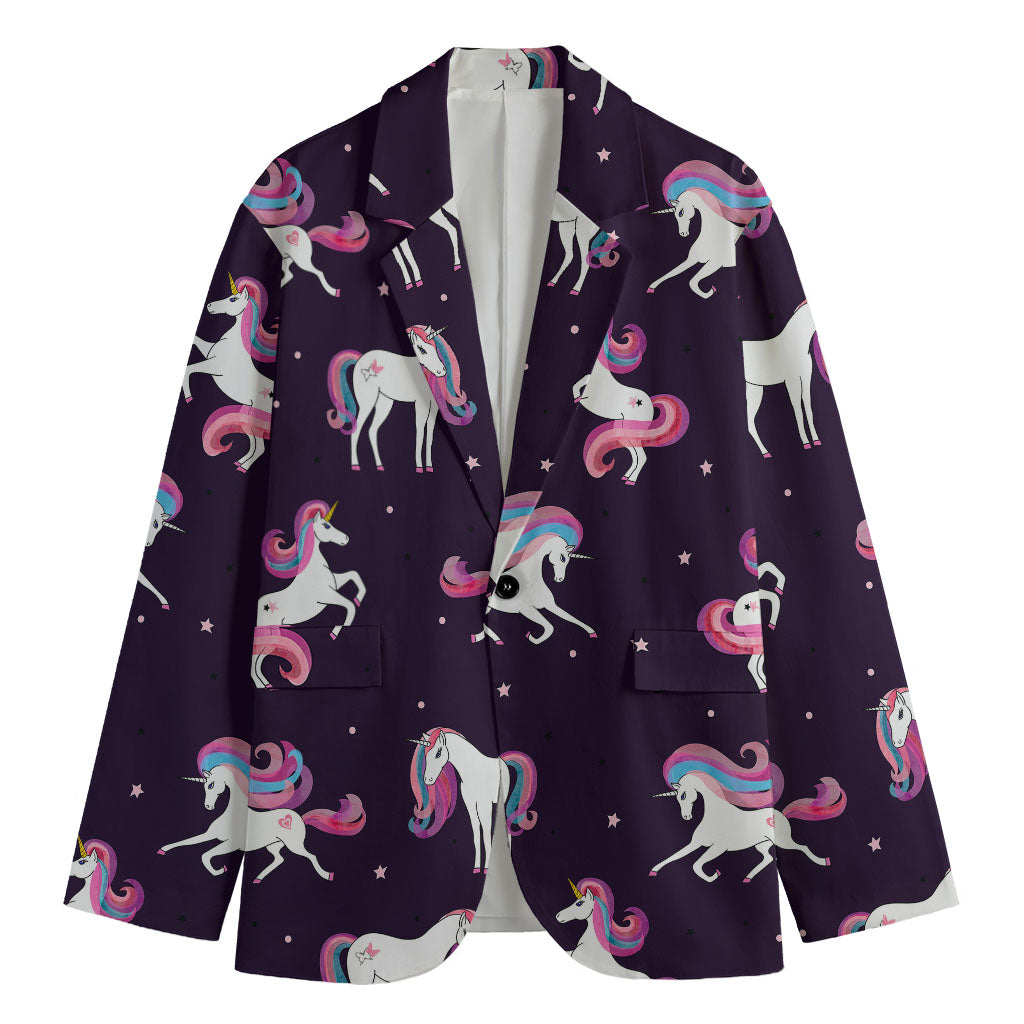 Night Girly Unicorn Pattern Print Men's Blazer