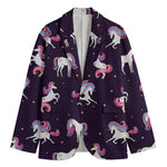 Night Girly Unicorn Pattern Print Men's Blazer