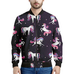 Night Girly Unicorn Pattern Print Men's Bomber Jacket