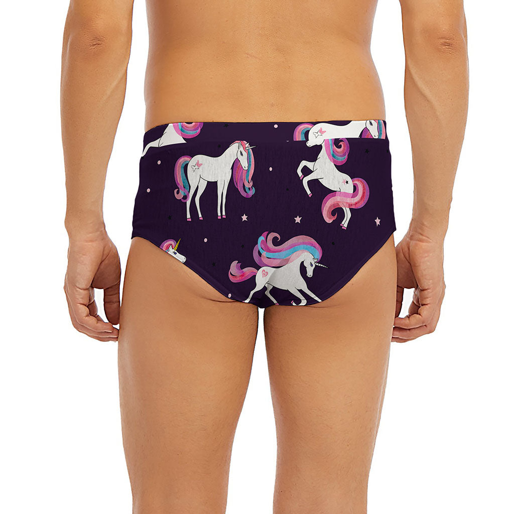 Night Girly Unicorn Pattern Print Men's Briefs