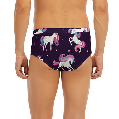Night Girly Unicorn Pattern Print Men's Briefs