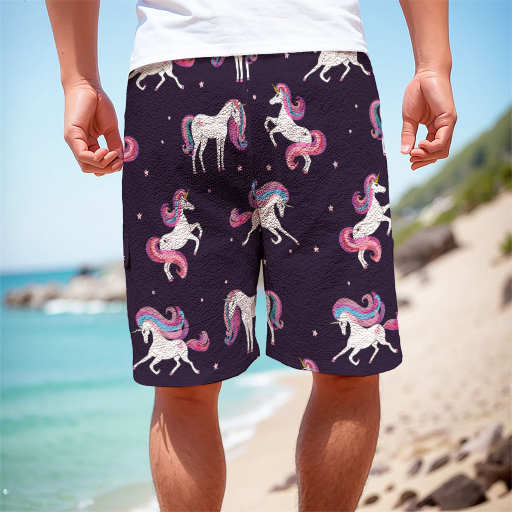 Night Girly Unicorn Pattern Print Men's Cargo Shorts