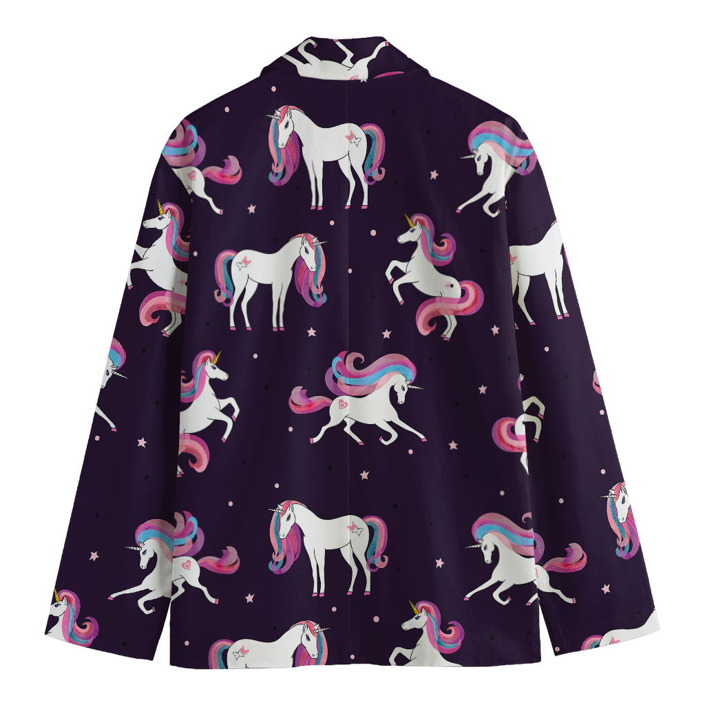 Night Girly Unicorn Pattern Print Men's Cotton Blazer