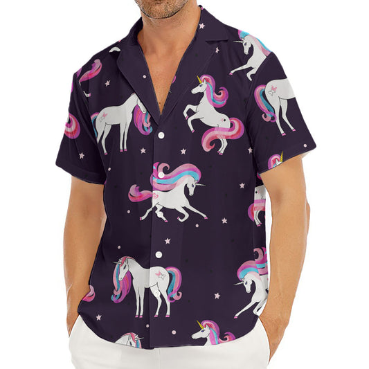 Night Girly Unicorn Pattern Print Men's Deep V-Neck Shirt