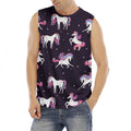 Night Girly Unicorn Pattern Print Men's Fitness Tank Top