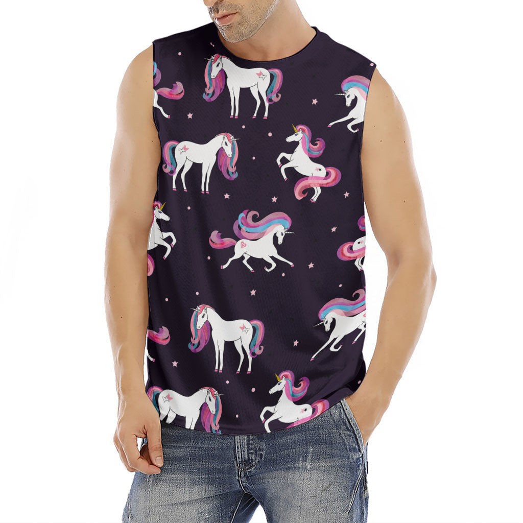 Night Girly Unicorn Pattern Print Men's Fitness Tank Top
