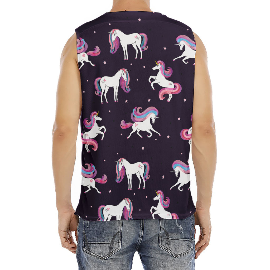 Night Girly Unicorn Pattern Print Men's Fitness Tank Top