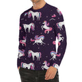 Night Girly Unicorn Pattern Print Men's Long Sleeve Rash Guard