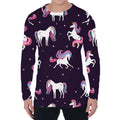 Night Girly Unicorn Pattern Print Men's Long Sleeve T-Shirt