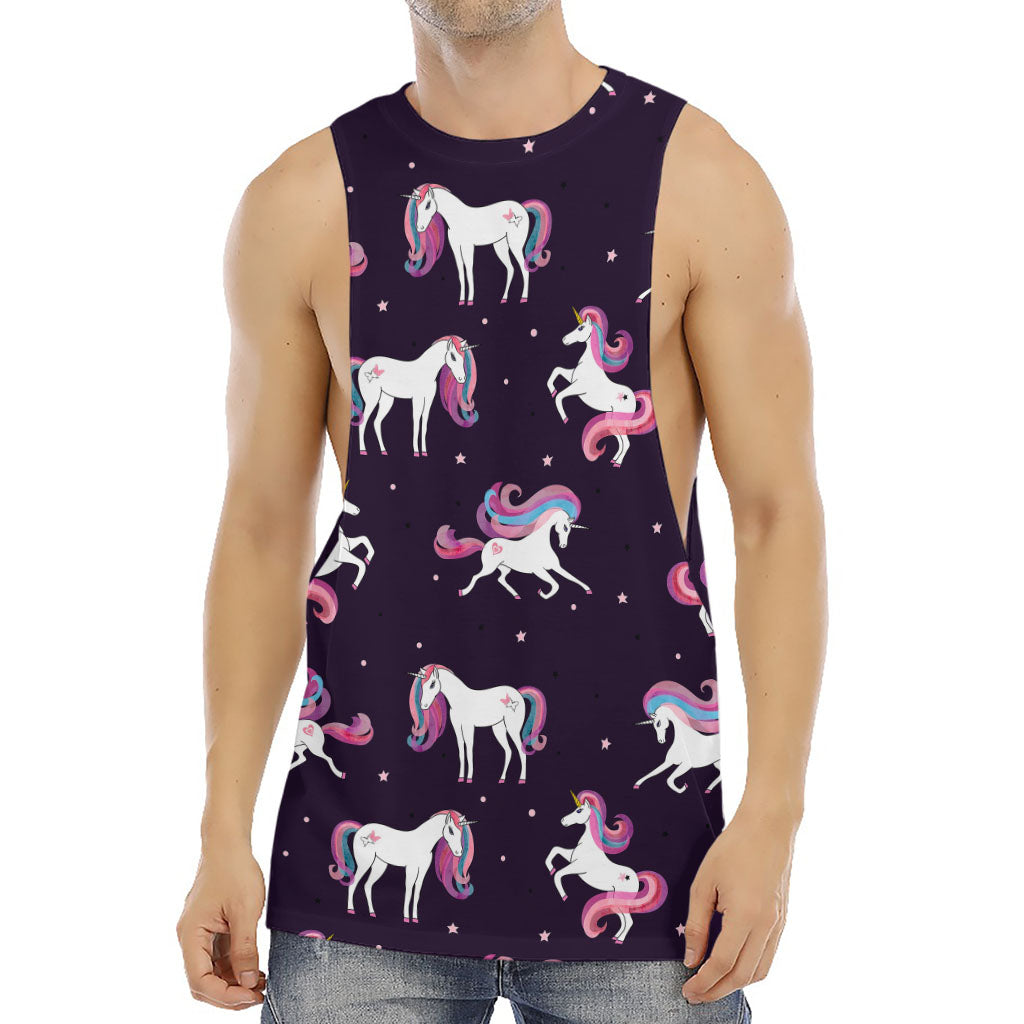Night Girly Unicorn Pattern Print Men's Muscle Tank Top
