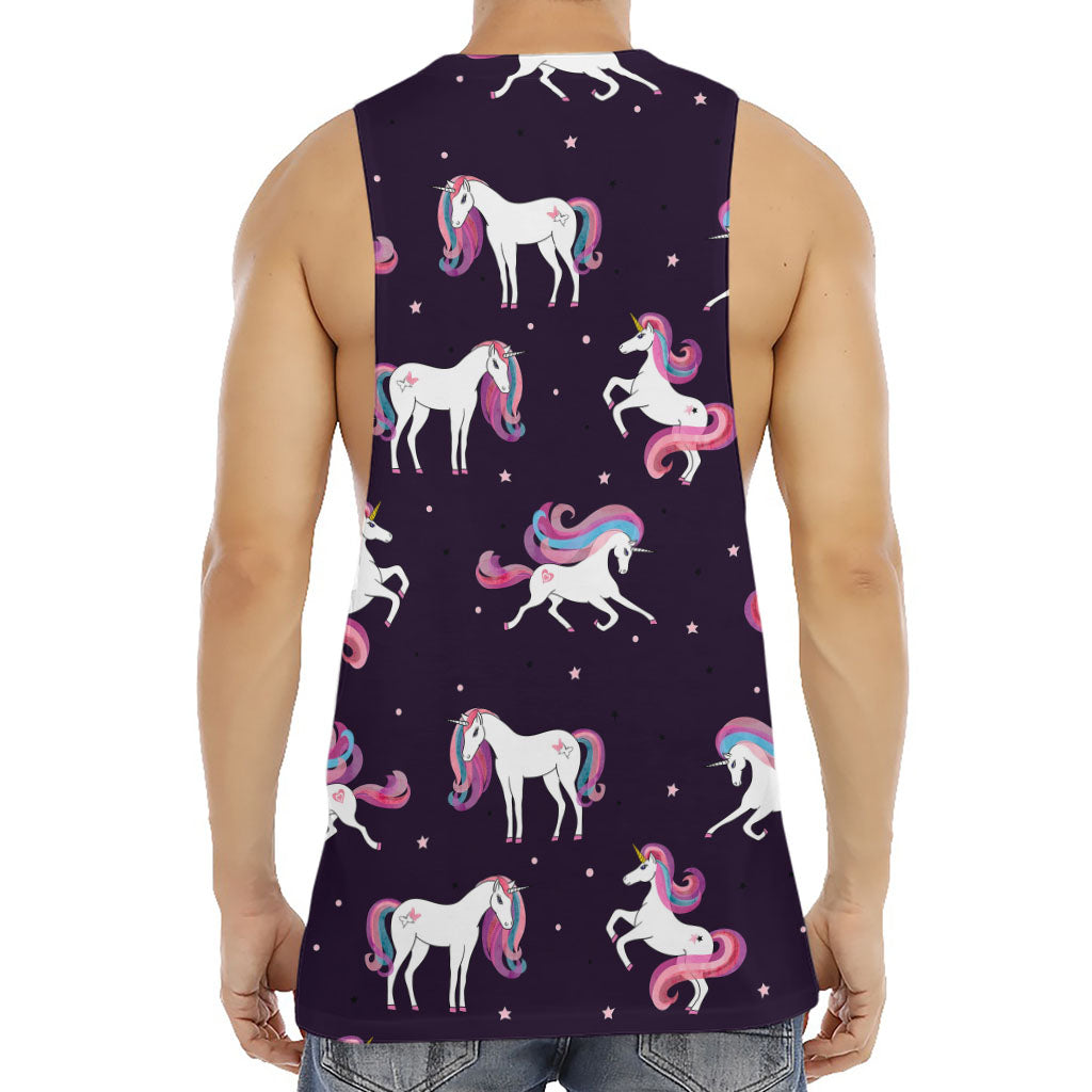 Night Girly Unicorn Pattern Print Men's Muscle Tank Top