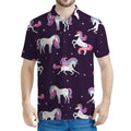 Night Girly Unicorn Pattern Print Men's Polo Shirt