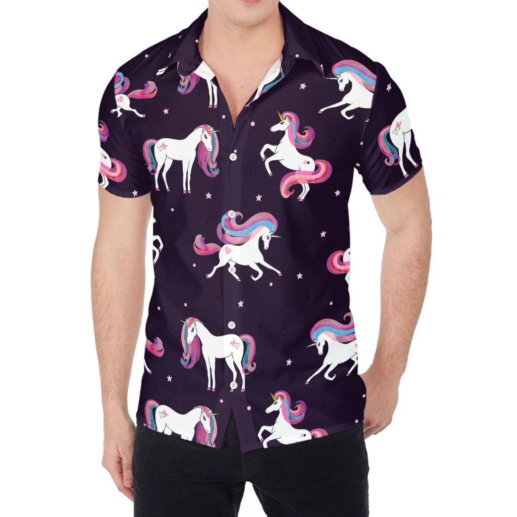 Night Girly Unicorn Pattern Print Men's Shirt