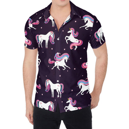 Night Girly Unicorn Pattern Print Men's Shirt