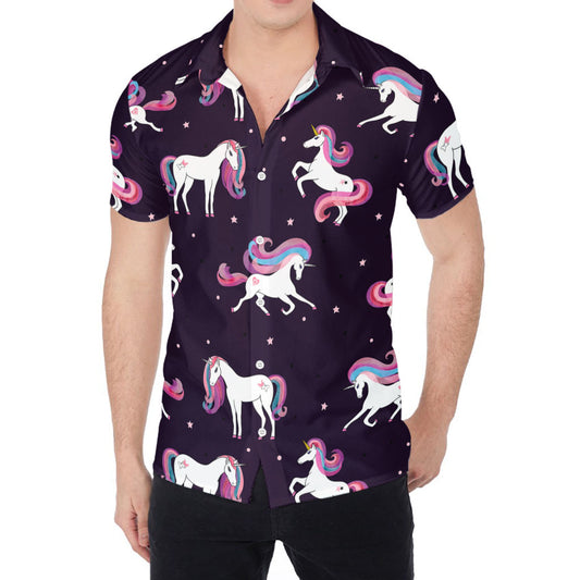 Night Girly Unicorn Pattern Print Men's Shirt