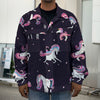 Night Girly Unicorn Pattern Print Men's Shirt Jacket